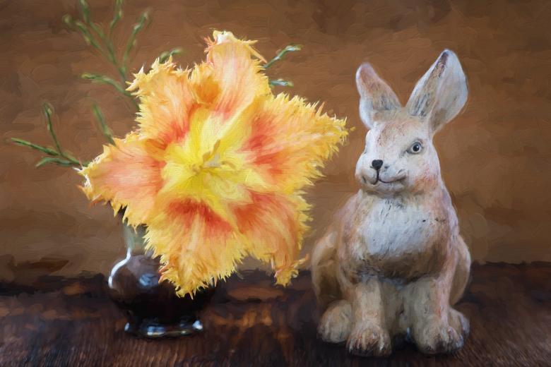 Free stock image of Rabbit n Flower created by Pixabay