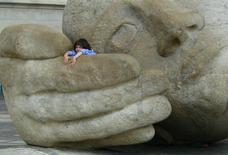 Free stock image of Kid with a Giant Figure created by Pixabay