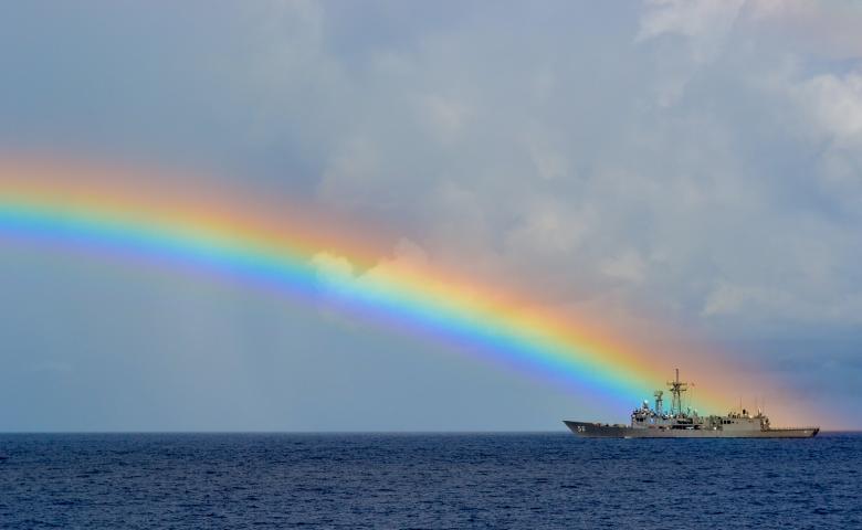 Free stock image of Rainbow on the Ocean created by Pixabay