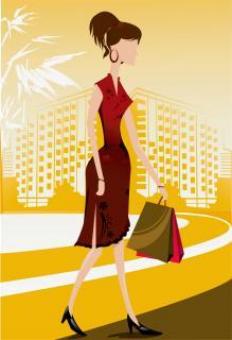 Free Stock Photo of Lady walking with shopping bag