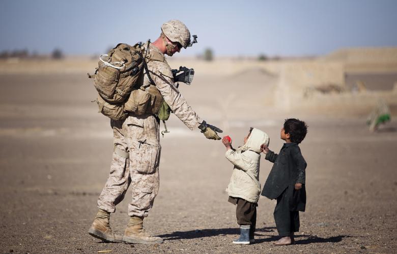 Free stock image of Soldier with Kids created by Pixabay
