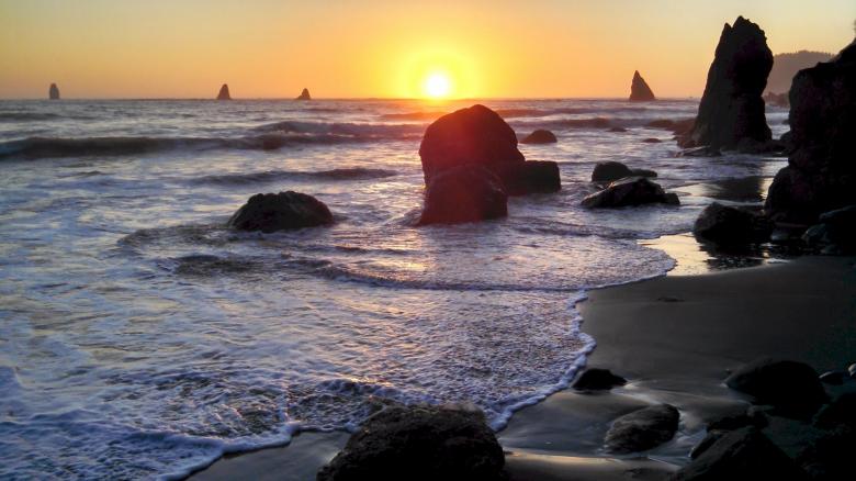 Free stock image of Sunset on the Shore created by Pixabay