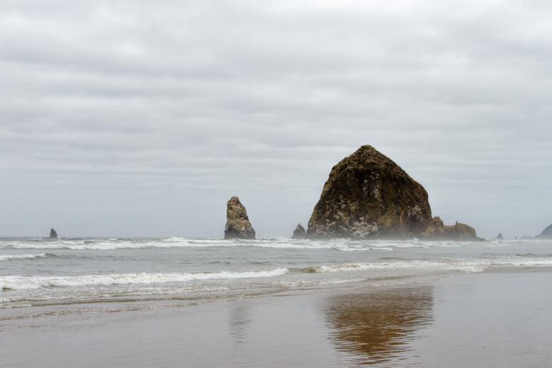 Free stock image of Haystack Rock created by Geoffrey Whiteway