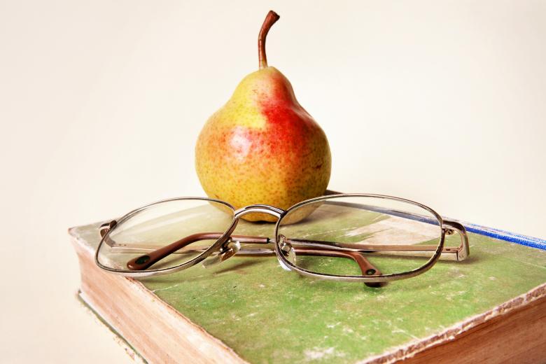Free stock image of book, glasses and pear created by 2happy