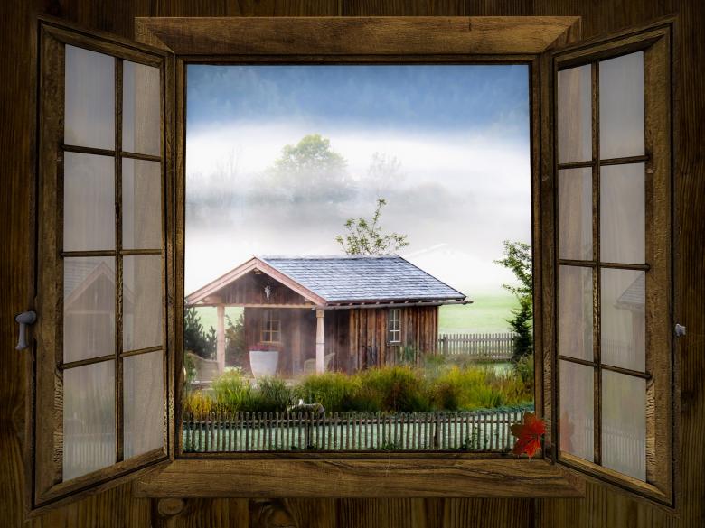 Free stock image of House through the Window created by Pixabay