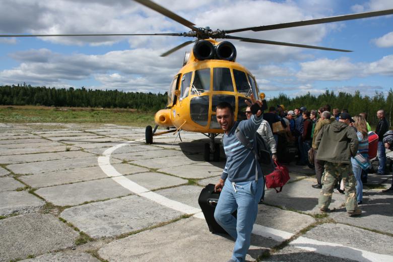 Free stock image of man arriving on helicopter created by 2happy