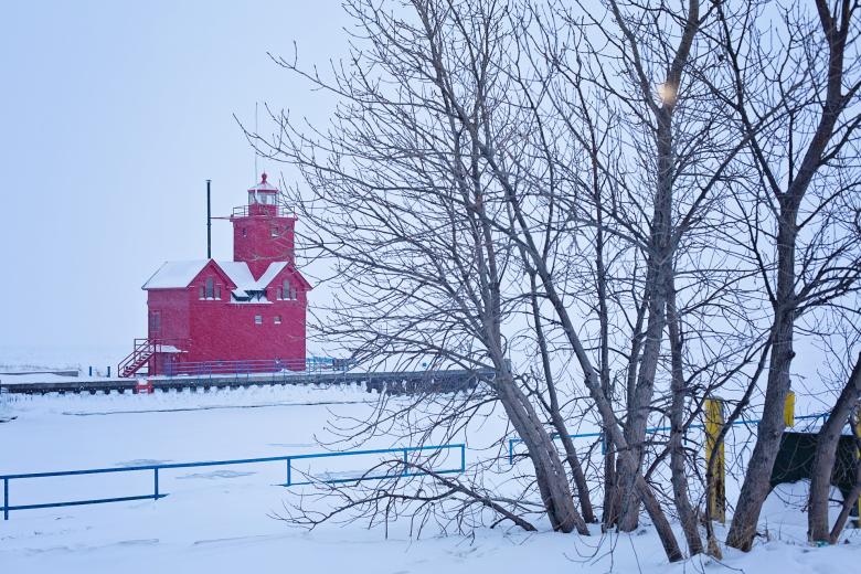 Free stock image of Lighthouse in Winter created by Pixabay