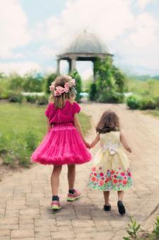 Free Stock Photo of Little Girls Walking