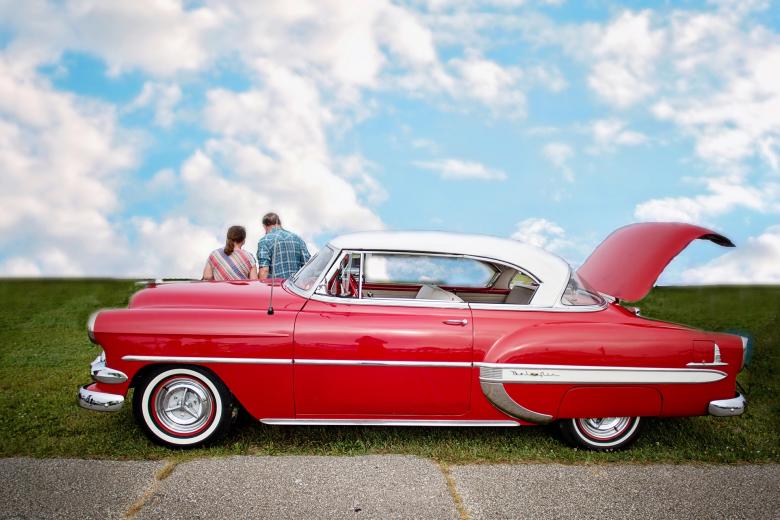 Free stock image of Couple with Antique Car created by Pixabay