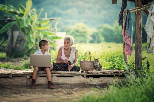 Free Stock Photo of Kid using Laptop