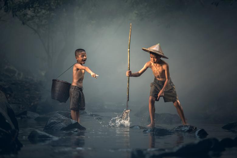 Free stock image of Children Fishing created by Pixabay