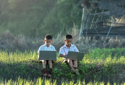 Free Stock Photo of Kids using Laptops