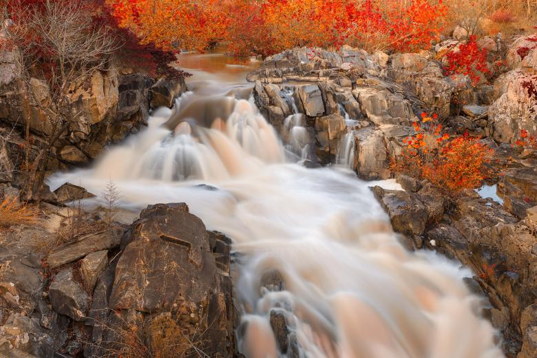 Free stock image of Great Falls Autumn Cascades - Amber Ruby HDR created by Nicolas Raymond