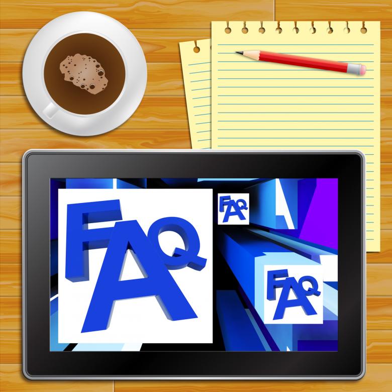 Free stock image of FAQ On Cubes Shows Advice With Tablet created by Stuart Miles