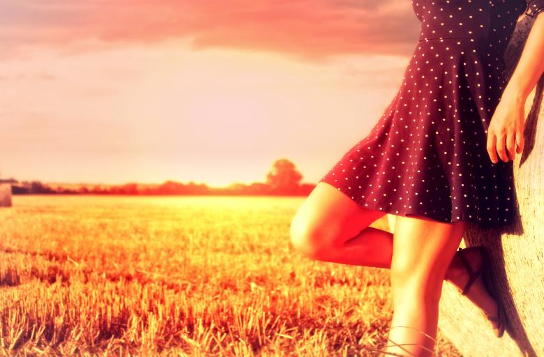 Free stock image of Woman Posing on Haystack - Hazy Vintage Looks with Copyspace created by Jack Moreh