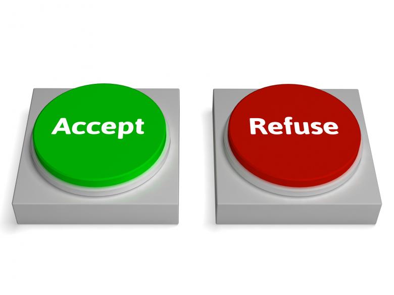Free stock image of Accept Refuse Buttons Shows Accepted Or Refused created by Stuart Miles