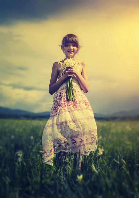 Free stock image of Girl with Flowers created by Pixabay
