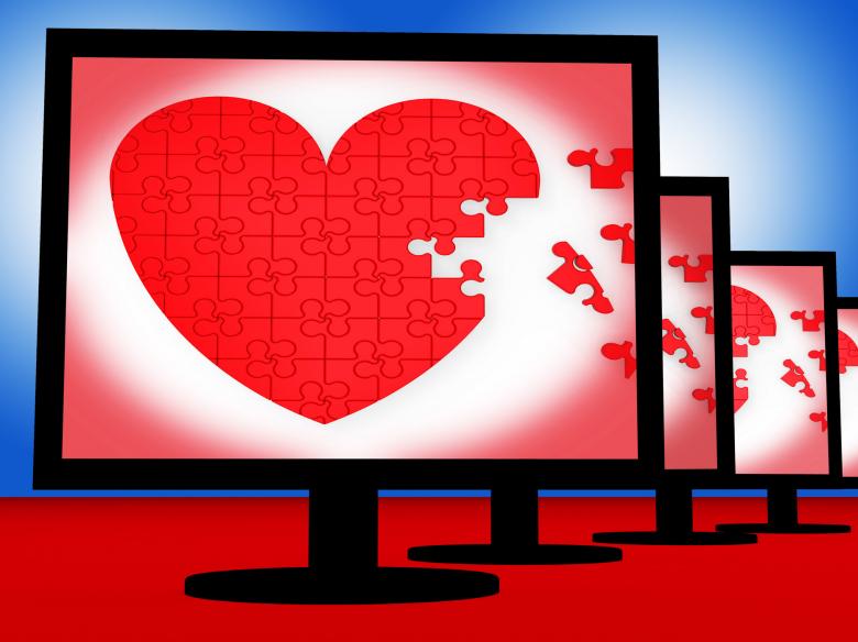 Free stock image of Puzzle Heart On Monitors Shows Love created by Stuart Miles