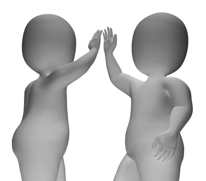 Free stock image of High Five 3d Characters Show friendship And Greeting created by Stuart Miles