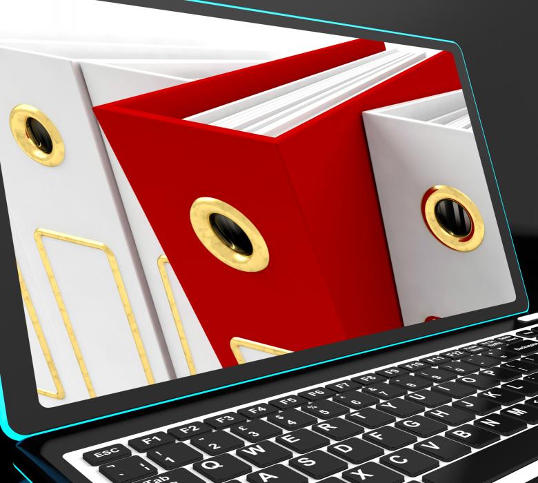 Free stock image of Red File On Laptop Showing Organized Documents created by Stuart Miles