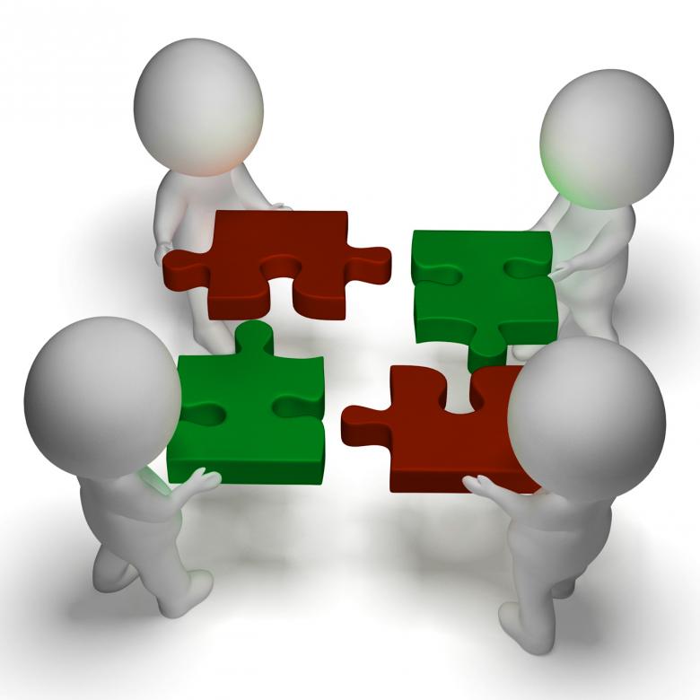Free stock image of Jigsaw Pieces Being Joined Shows Teamwork And Assembling created by Stuart Miles