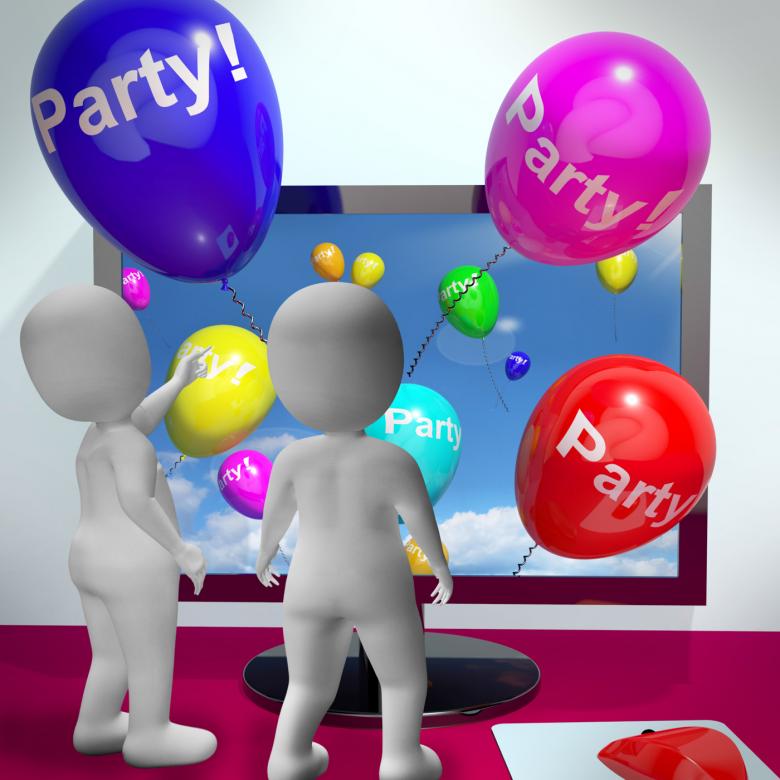 Free stock image of Balloons With Party Text Showing Invitations Sent Online created by Stuart Miles