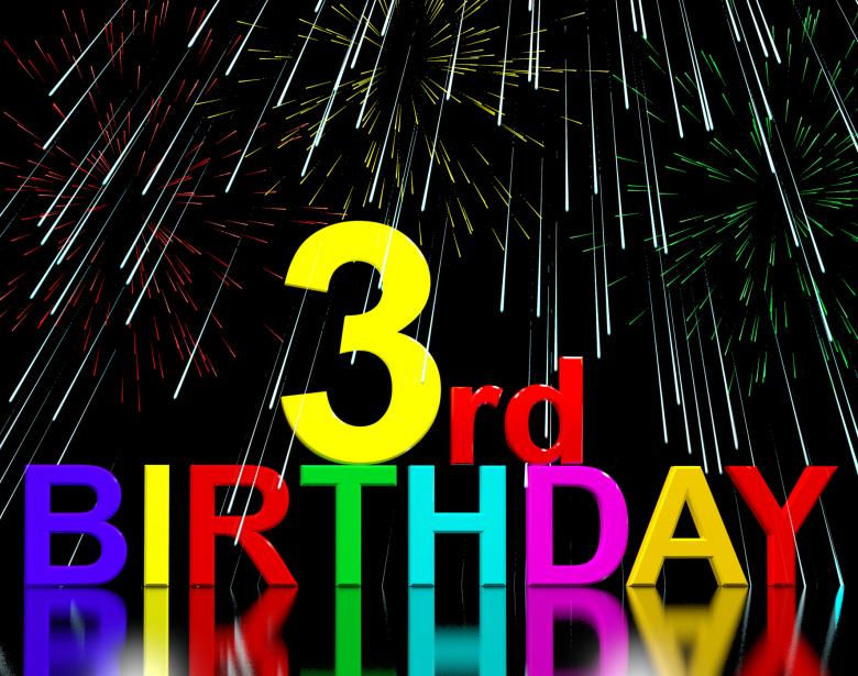 Free stock image of Third Or 3rd Birthday Celebrated With Fireworks created by Stuart Miles