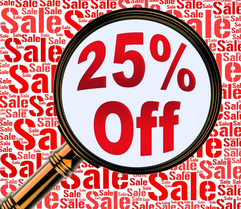 Free stock image of Twenty Five Percent Off Shows 25 Discount 3d Rendering created by Stuart Miles