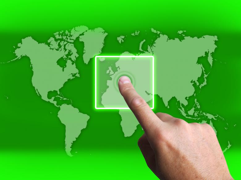Free stock image of Hand Touch Touchscreen On World Map Shows Internet Web created by Stuart Miles