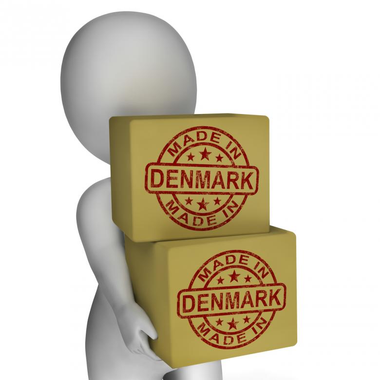 Free stock image of Made In Denmark Stamp On Boxes Shows Danish Products created by Stuart Miles