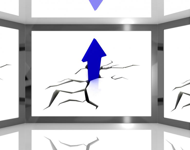 Free stock image of Arrow Going Up On Screen Shows Sudden Growth created by Stuart Miles