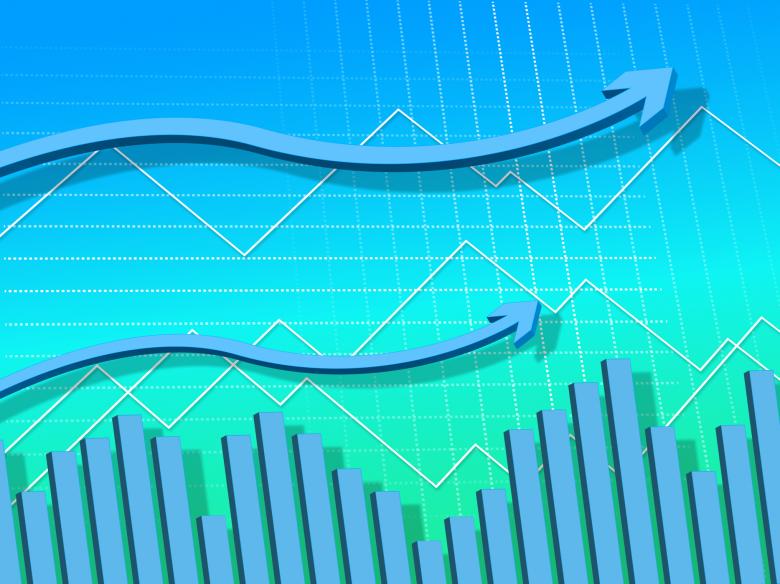 Free stock image of Blue Arrows Background Means Graph Upwards And Growth created by Stuart Miles