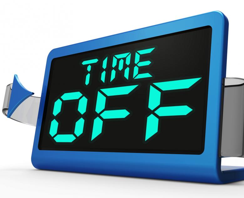 Free stock image of Time Off Clock Shows Holiday From Work Or Study created by Stuart Miles