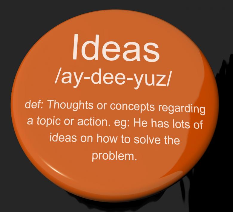 Free stock image of Ideas Definition Button Showing Creative Thoughts Invention And Improv created by Stuart Miles