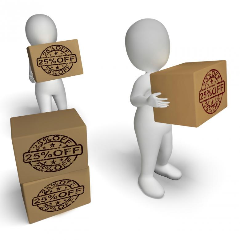 Free stock image of Twenty Five Percent Off Boxes Show 25 Lower Price created by Stuart Miles