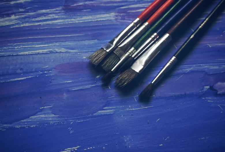 Free stock image of Paint Brushes on Blue created by Pixabay