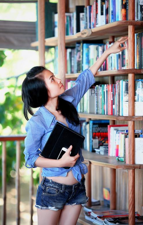 Free stock image of Girl in the Library created by Pixabay