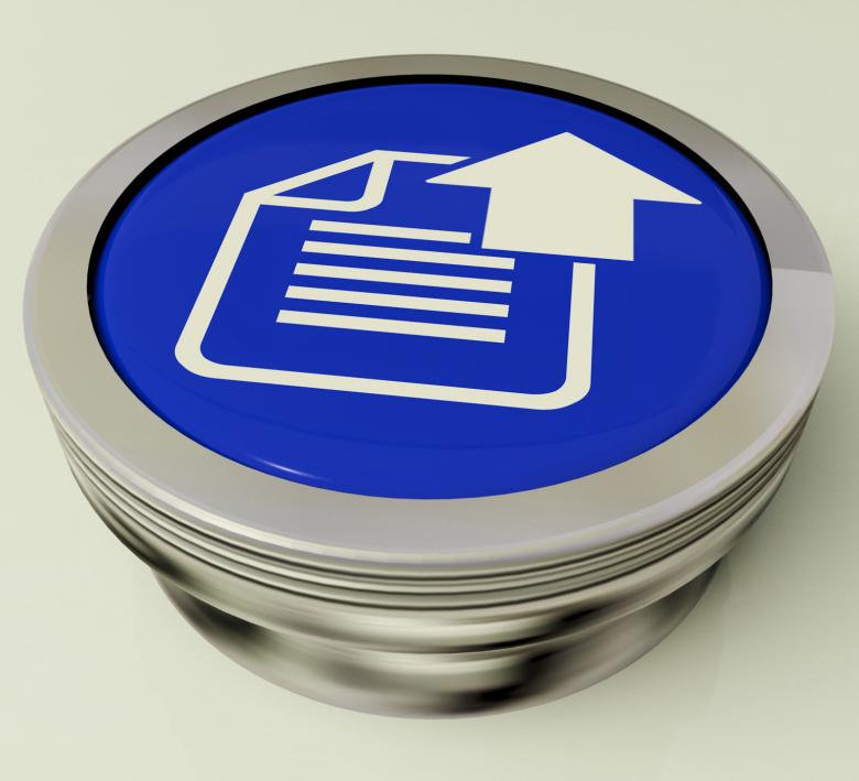 Free stock image of Upload Arrow And File Button Shows Uploaded Software or Data created by Stuart Miles