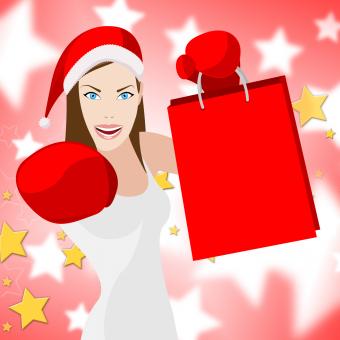 Free Stock Photo of Woman Christmas Shopping Means Retail Sales And Lady