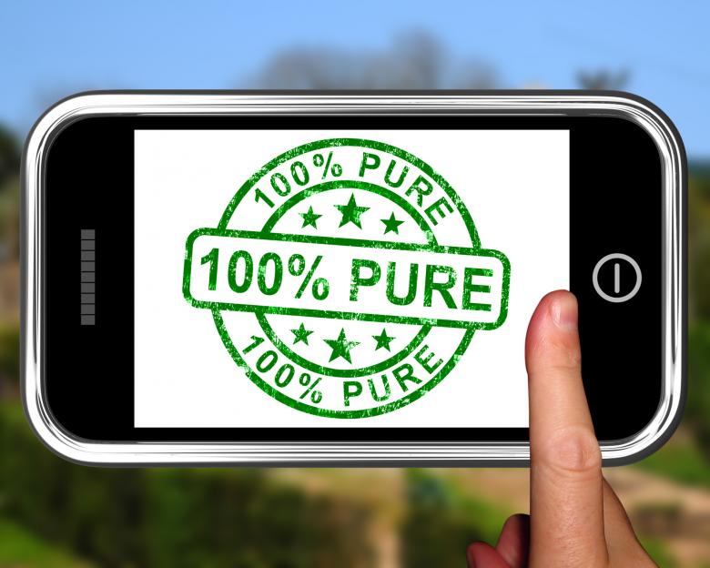 Free stock image of 100Percent Pure On Smartphone Shows Genuine created by Stuart Miles