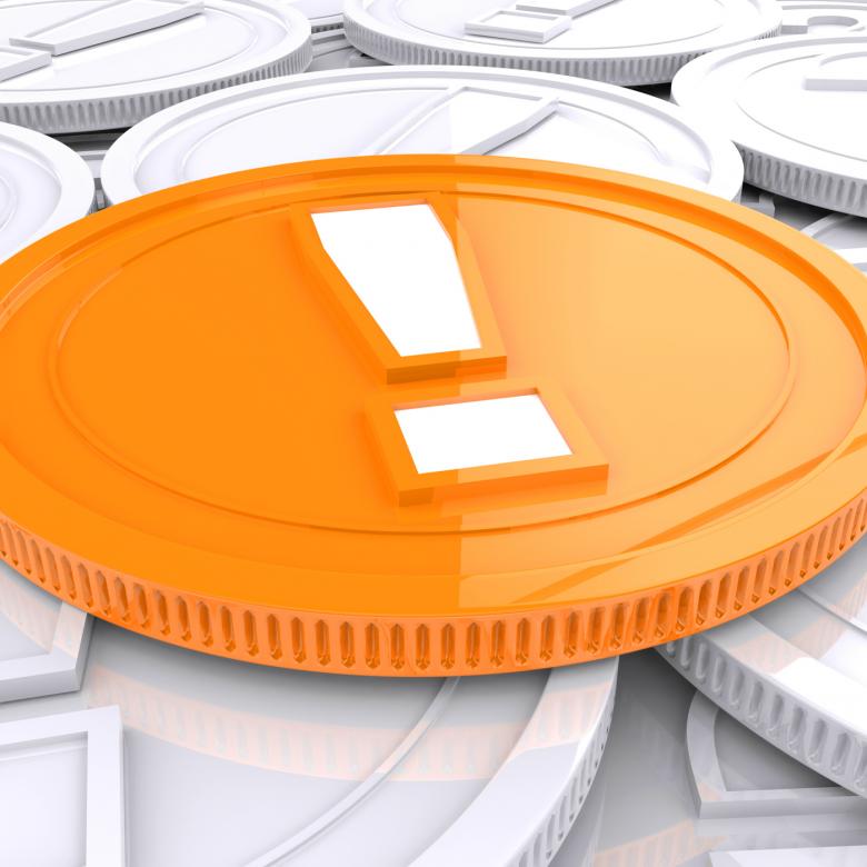 Free stock image of Exclamation Mark Coin Shows Financial Shock Or Danger created by Stuart Miles