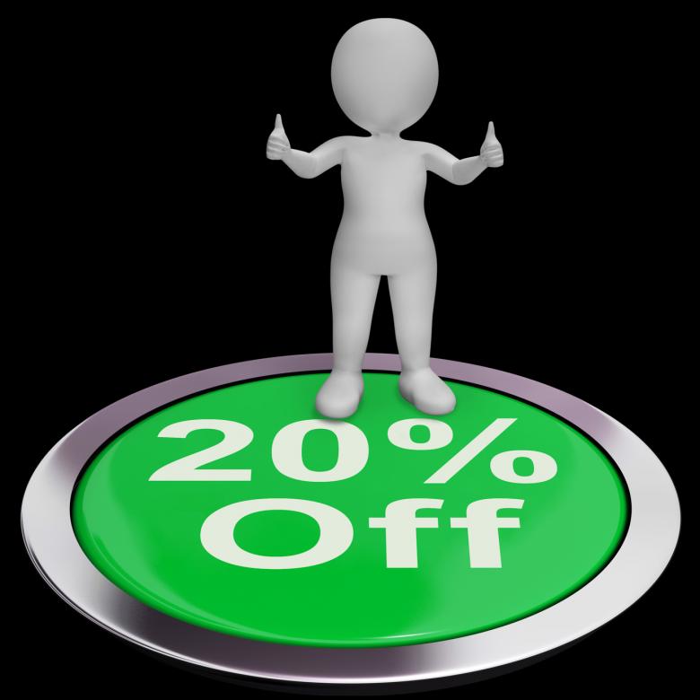 Free stock image of Twenty Percent Off Button Shows 20 Off Product created by Stuart Miles