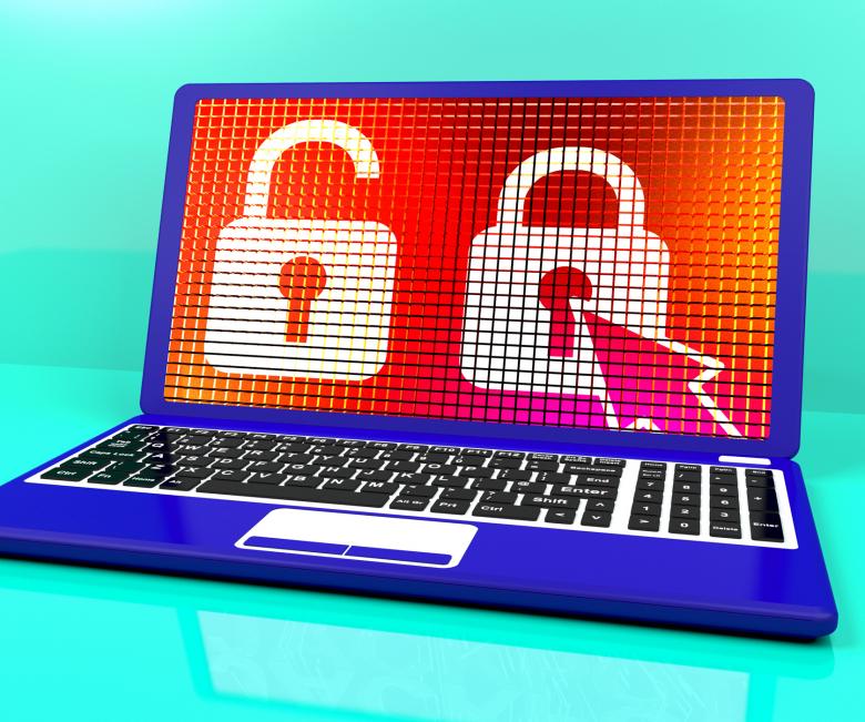 Free stock image of Locked Padlock On Laptop Showing Access Or Protection created by Stuart Miles