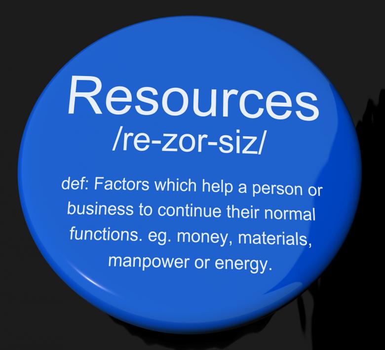 Free stock image of Resources Definition Button Showing Materials Assets And Manpower For  created by Stuart Miles