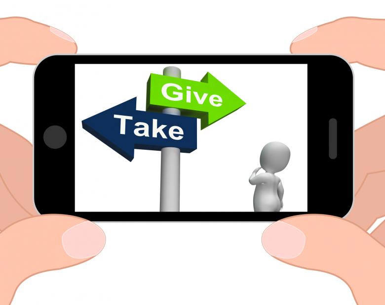 Free stock image of Give Take Signpost Displays Giving and Taking created by Stuart Miles