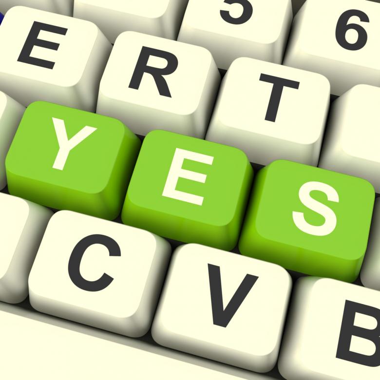 Free stock image of Yes Computer Keys Showing Approval And Support created by Stuart Miles