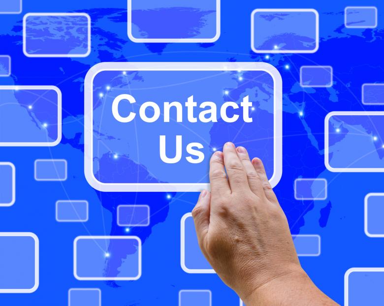Free stock image of Contact Us Button On Blue For Helpdesk Or Assistance created by Stuart Miles