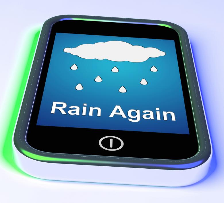 Free stock image of Rain Again On Phone Shows Wet Miserable Weather created by Stuart Miles