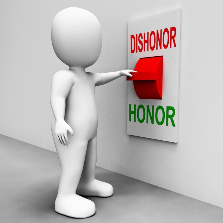 Free stock image of Dishonor Honor Switch Shows Integrity And Morals created by Stuart Miles