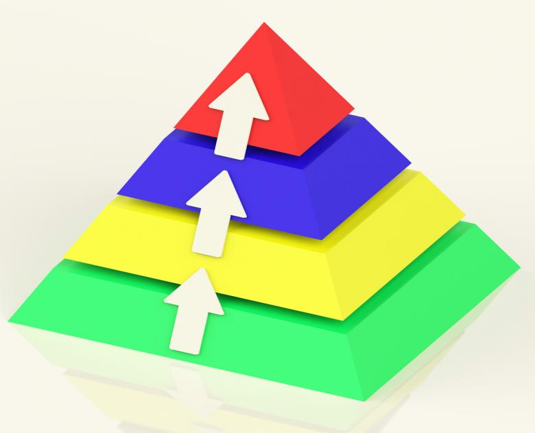 Free stock image of Pyramid With Up Arrows Showing Growth Or Progress created by Stuart Miles